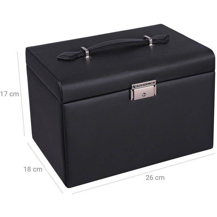 Black Leather Travel Jewely Box With Lock