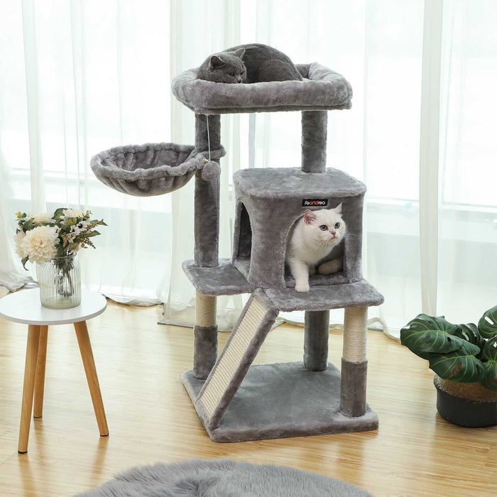 Grey Cat Tree Tower Activity Centre