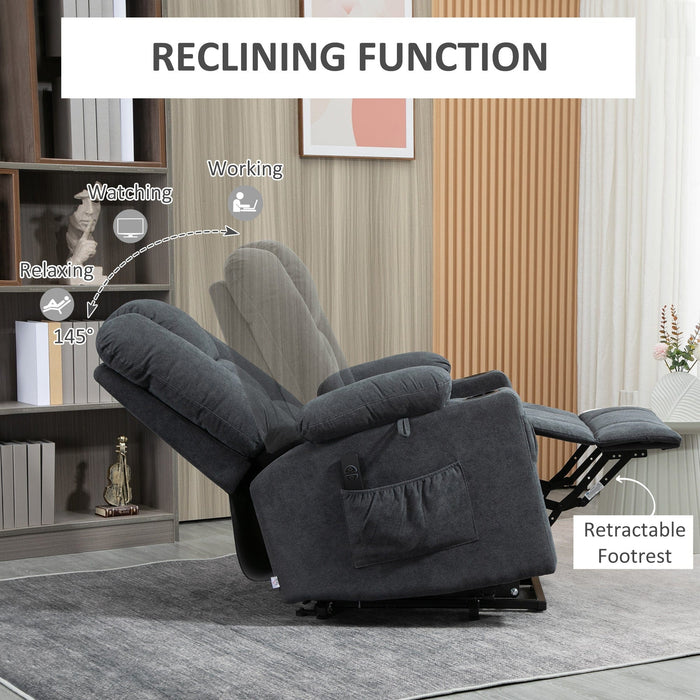 Elderly Riser & Recliner Chair, Fabric, Remote, Grey