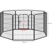 Heavy Duty Dog Play Pen, Foldable, Black Pawhut