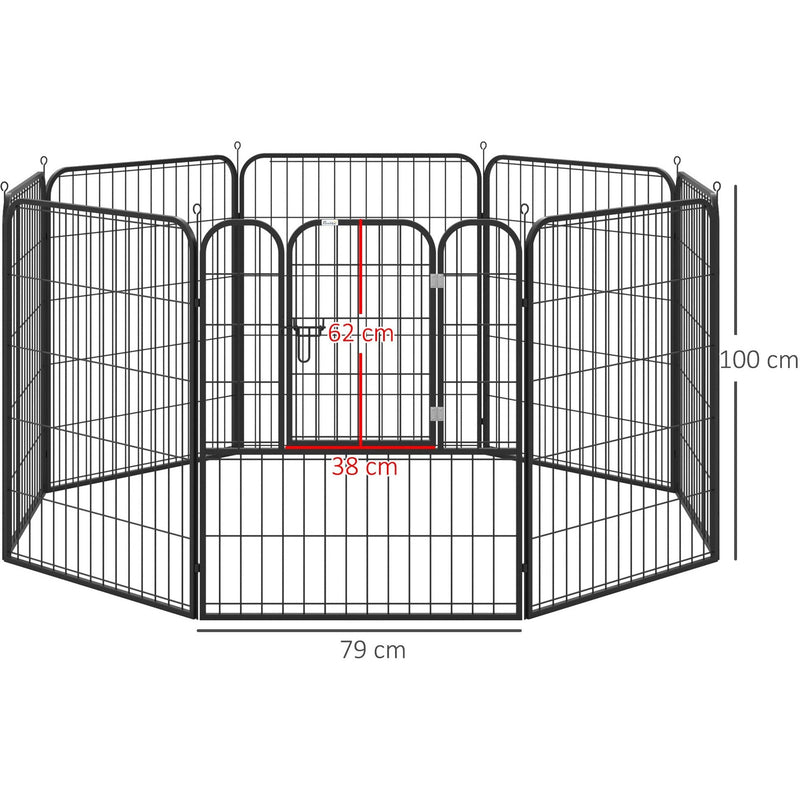 Heavy Duty Dog Play Pen, Foldable, Black Pawhut