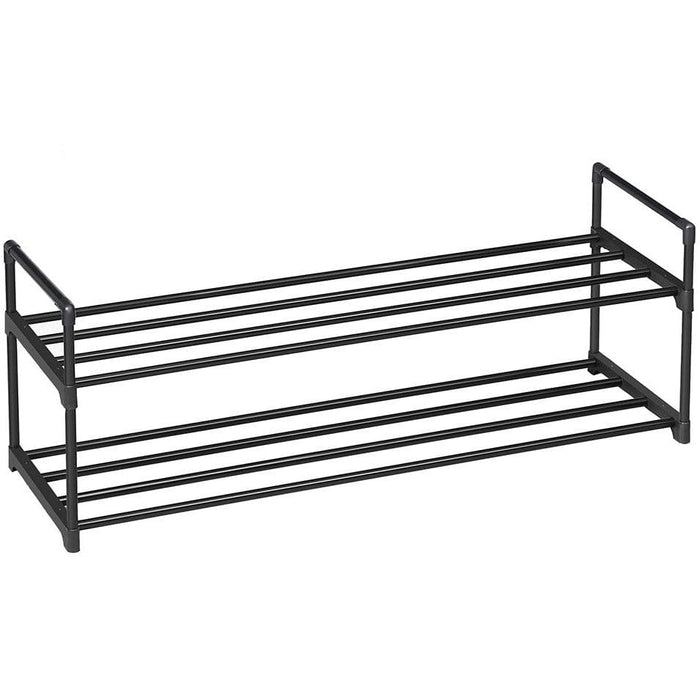 2 Tier Metal Shoe Rack, Black