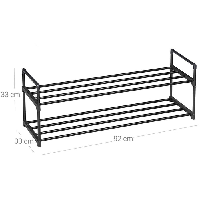 2 Tier Metal Shoe Rack, Black