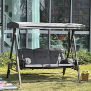 Garden Swing Chair With Canopy & Cup Trays, Dark Grey Outsunny
