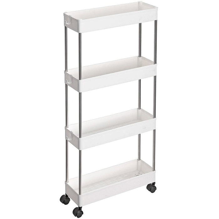 Slim Plastic Storage Cart, 4-Tier