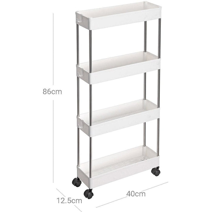 Slim Plastic Storage Cart, 4-Tier