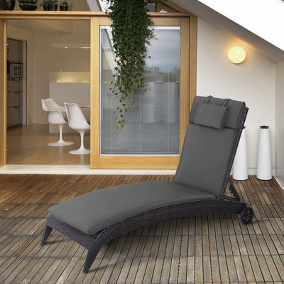 Grey Sun Lounger Replacement Cushion Outsunny