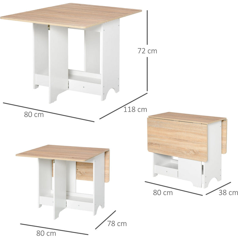 Foldable Drop-Leaf Dining Table, Storage Shelf, Kitchen/Dining