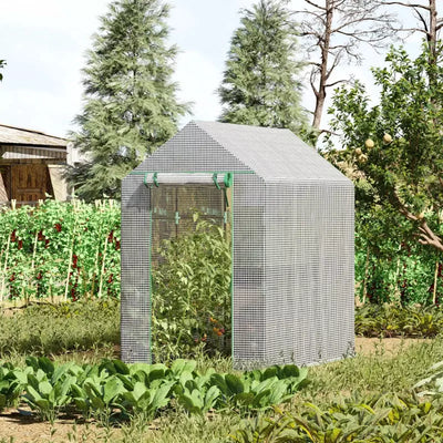 Small Walk In Greenhouse, 6x4ft, Steeple Style, Clear Outsunny