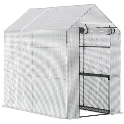 Small Walk In Greenhouse, 6x4ft, Steeple Style, Clear Outsunny
