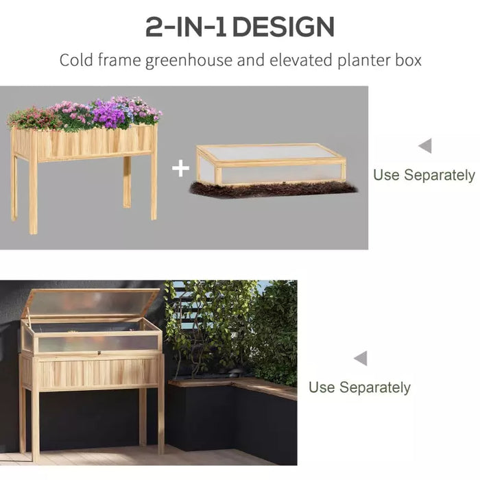 Small Raised Wooden Cold Frame Greenhouse