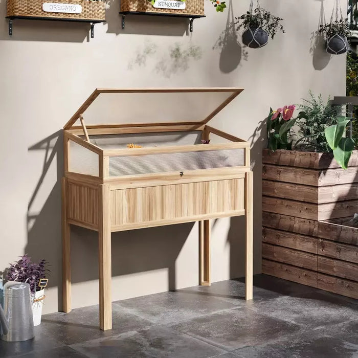 Small Raised Wooden Cold Frame Greenhouse