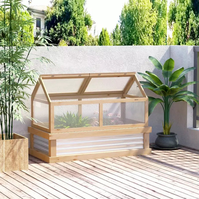 Small Raised Wooden Cold Greenhouse