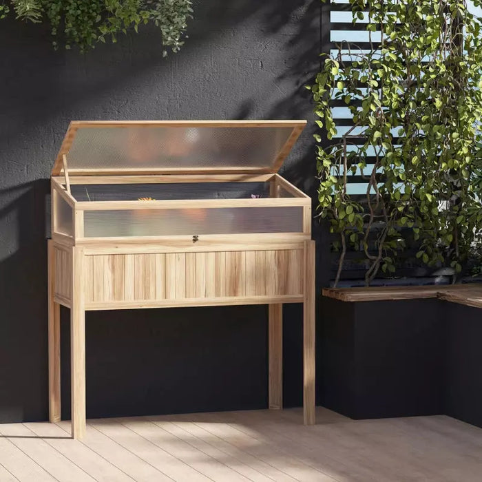 Small Raised Wooden Cold Frame Greenhouse