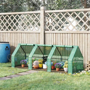 Small Tunnel Greenhouse Green 3 Zippered Doors