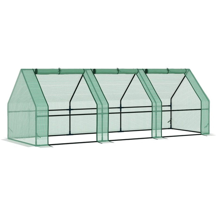 Small Tunnel Greenhouse Green 3 Zippered Doors