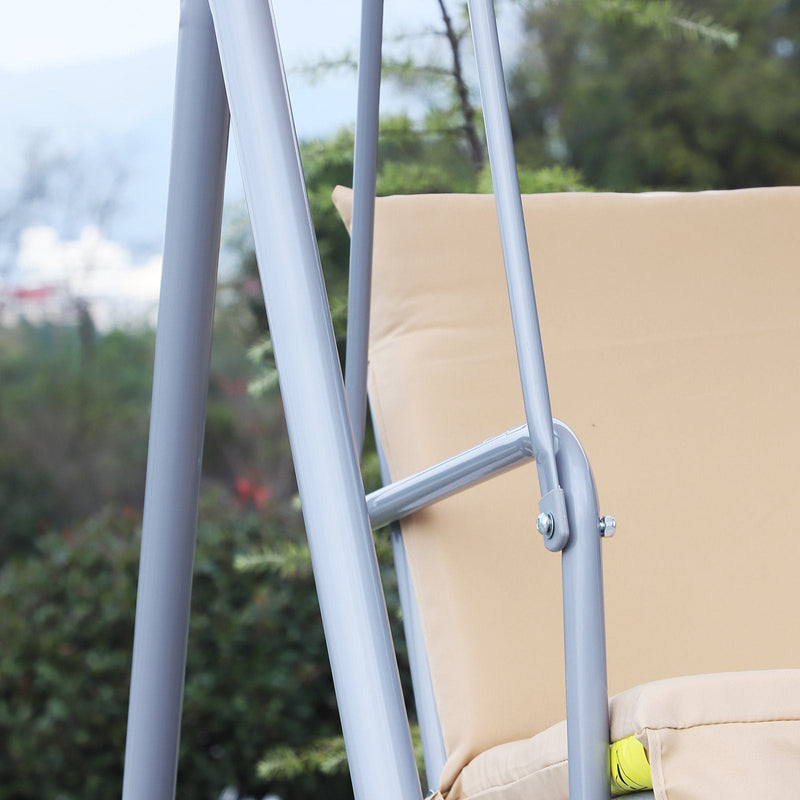 2 Seater Garden Swing Chair With Tilting Canopy & Storage Outsunny