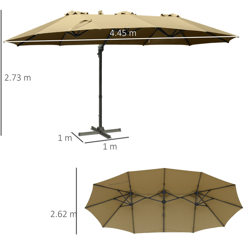 4.5m Roma Double Sided Cantilever Parasol With Cross Base