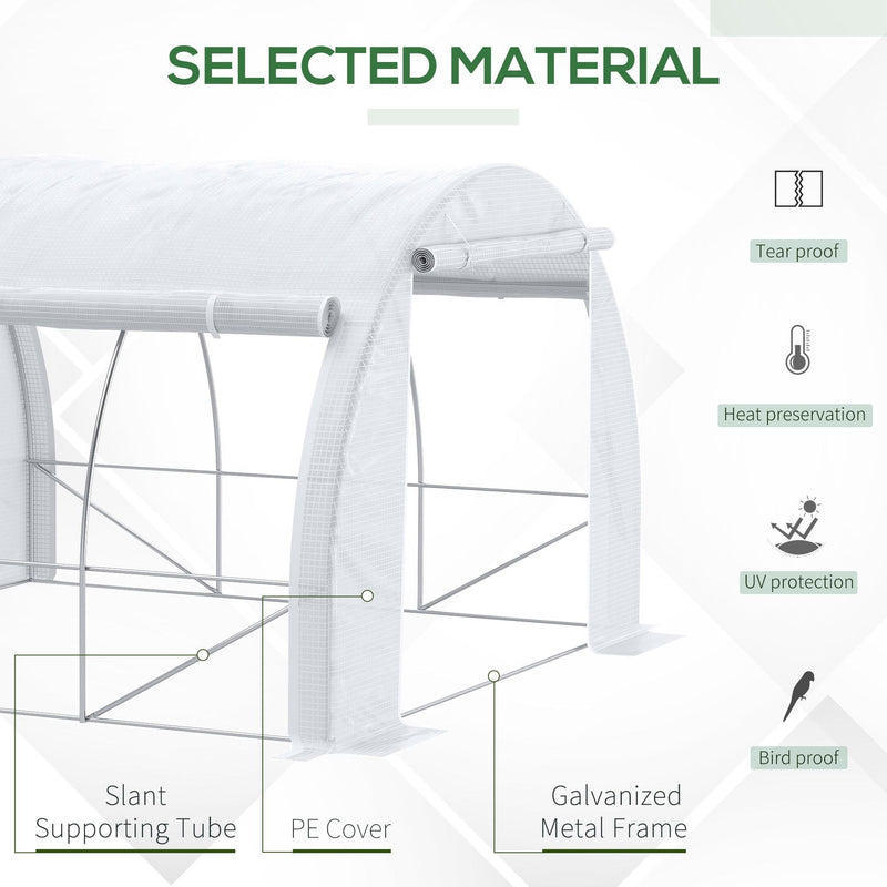 Walk In Polytunnel, Steel Frame, 3x3x2m, White