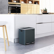 Image of a Grey 2 Compartment Kitchen Recycling Bin