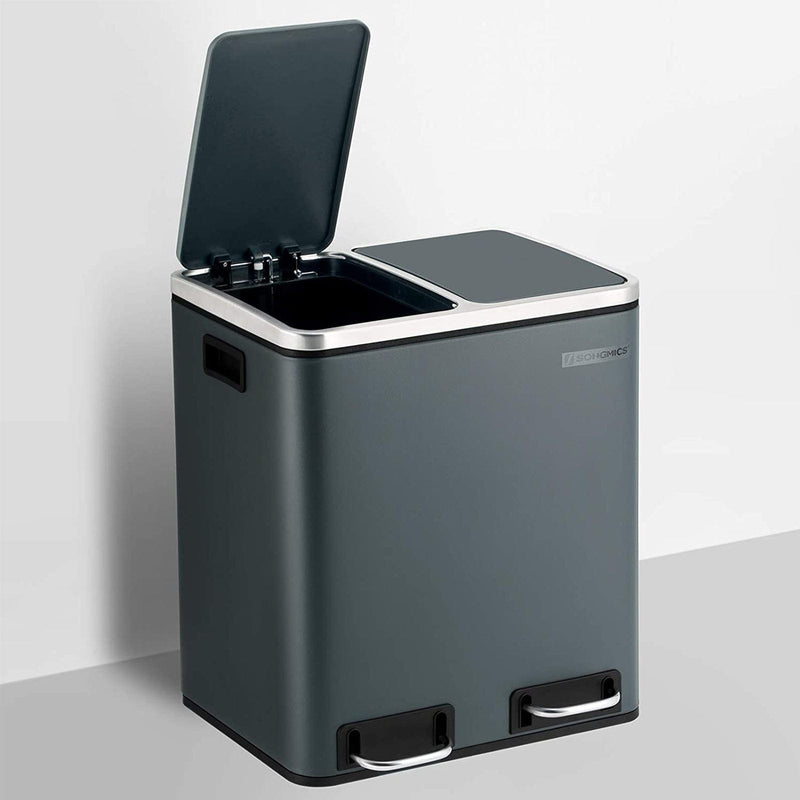 Image of a Grey 2 Compartment Kitchen Recycling Bin