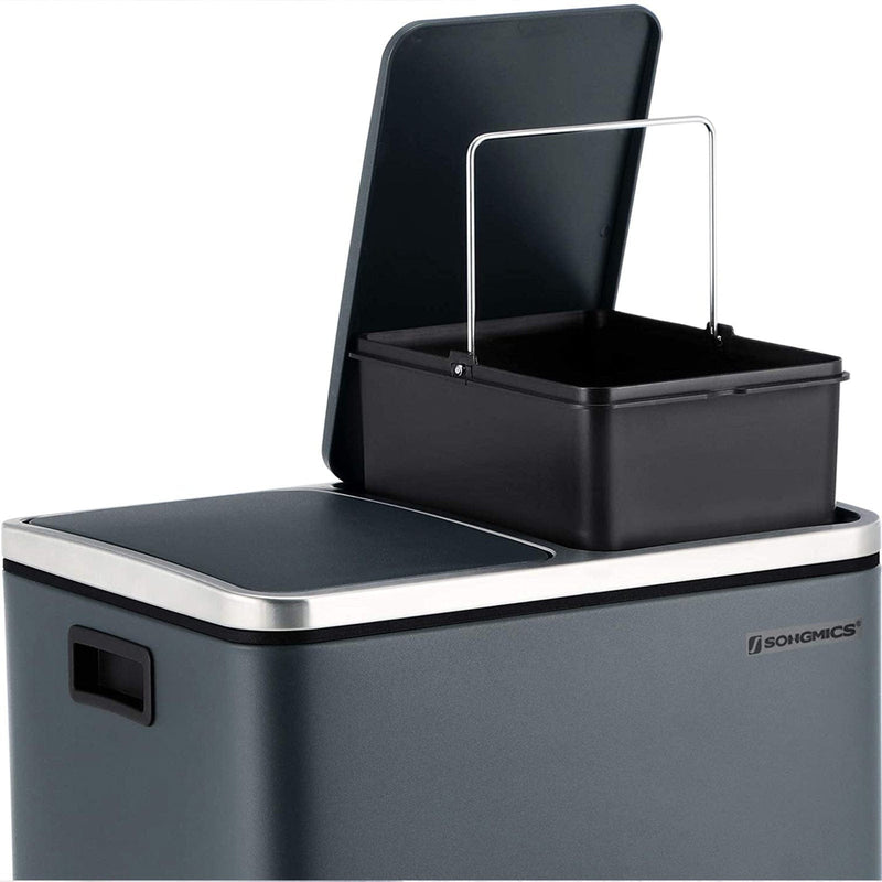 Image of a Grey 2 Compartment Kitchen Recycling Bin