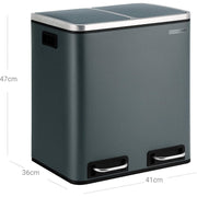 Image of a Grey 2 Compartment Kitchen Recycling Bin