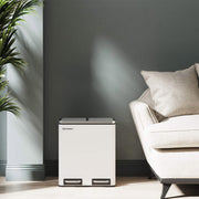 Image of a White 2 Compartment Kitchen Recycling Bin