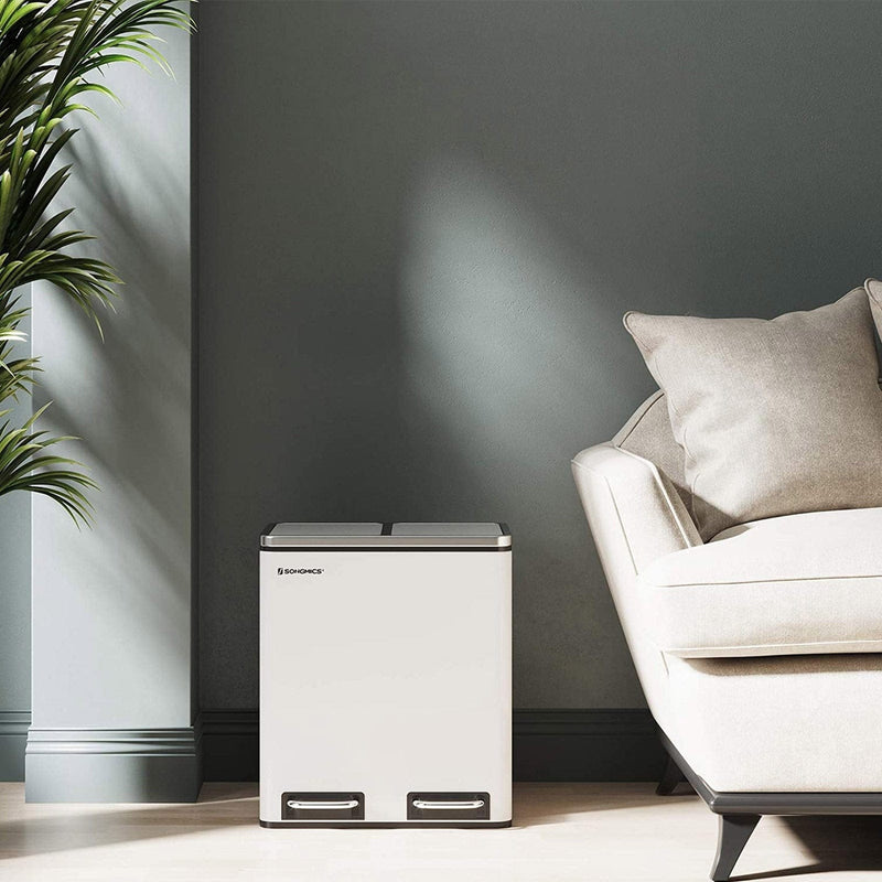 Image of a White 2 Compartment Kitchen Recycling Bin