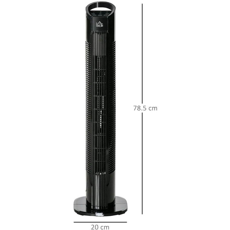 70° Oscillating Tower Fan with Remote, 3 Speed, 7.5h Timer Homcom