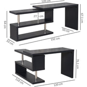 360° Rotating L Shaped Computer Desk With Shelves, Black Homcom