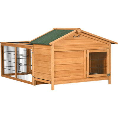 Outdoor Wooden Rabbit Hutch With Detachable Run Pawhut