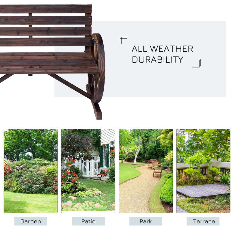 Wagon Wheel Garden Bench Outsunny
