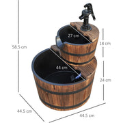 Wooden Water Pump Fountain, Cascading Garden Feature Outsunny