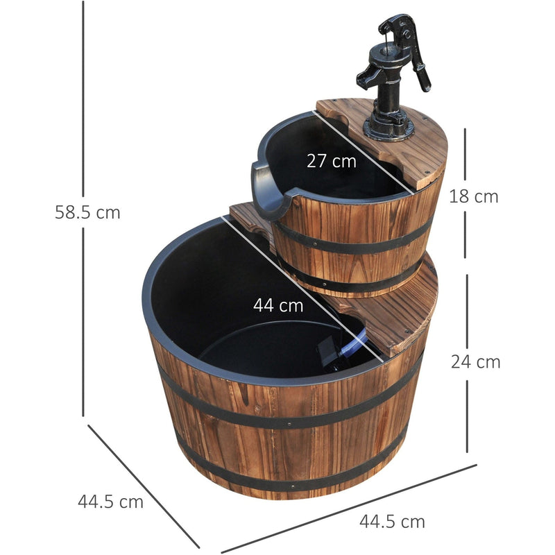 Wooden Water Pump Fountain, Cascading Garden Feature Outsunny