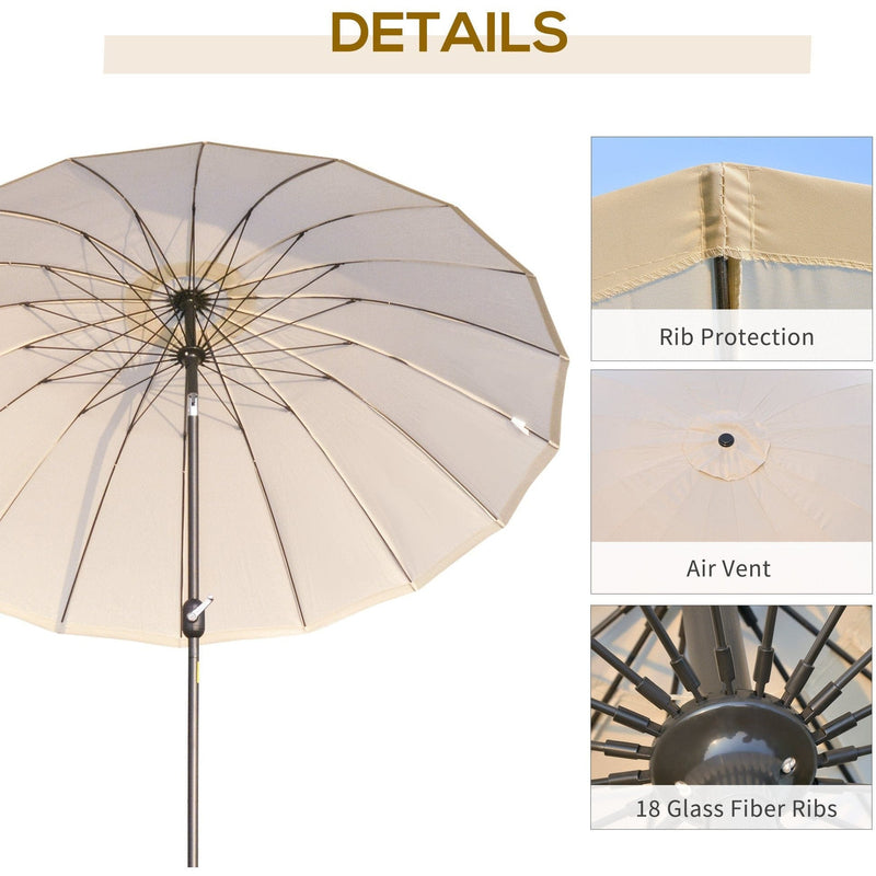 Round Patio Parasol, 2.5m, Tilt Crank, 18 Ribs