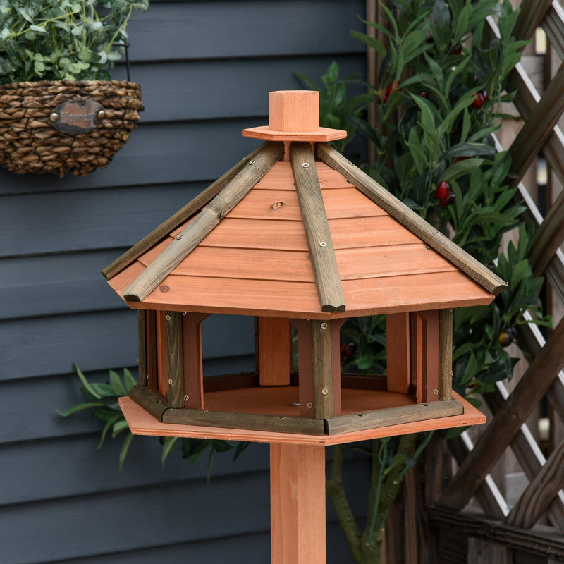 Wooden Bird Feeder Table With Water Resistant Roof, 130cm
