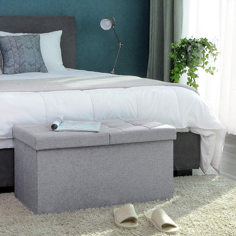 Songmics Storage Ottoman For Bedroom Grey