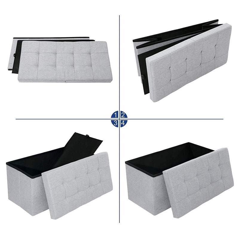 Songmics Storage Ottoman For Bedroom Grey