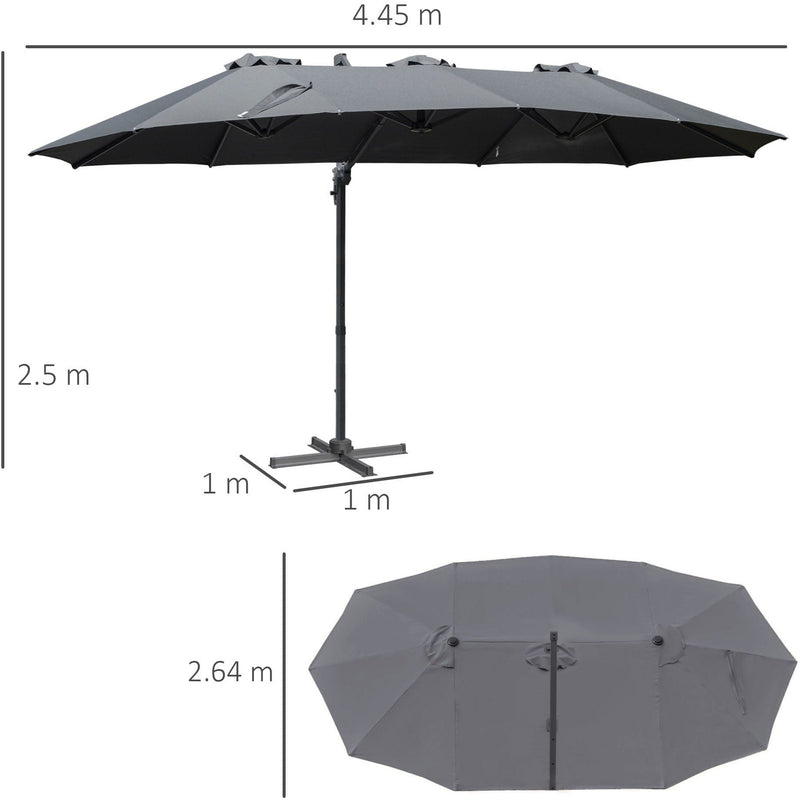 4.5m Roma Double Sided Cantilever Parasol With Cross Base