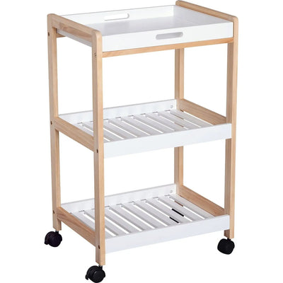 Mobile Kitchen Trolley, 3-Tier, White, 46x35x74.5 cm Homcom