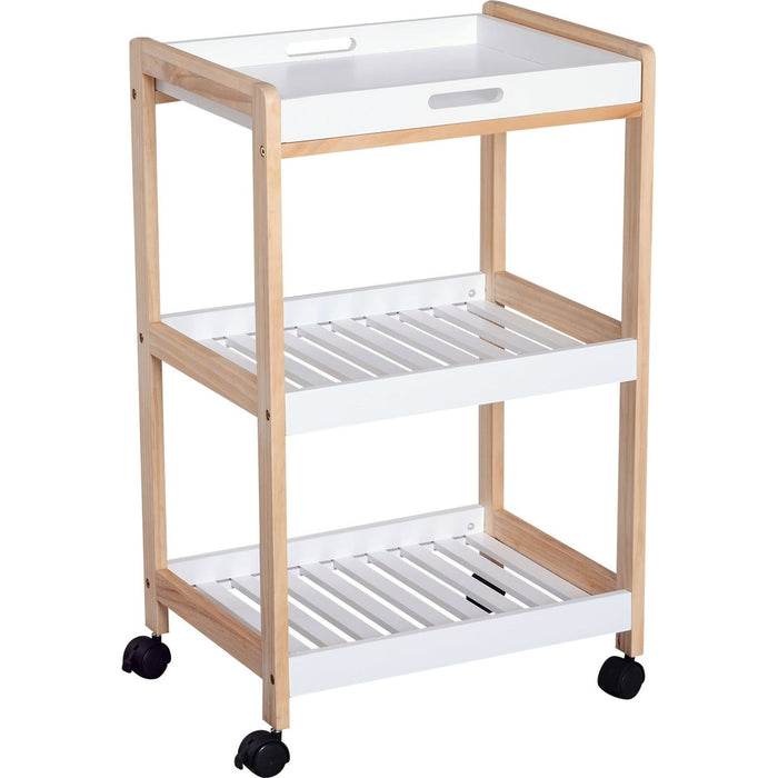 Mobile Kitchen Trolley, 3-Tier, White, 46x35x74.5 cm