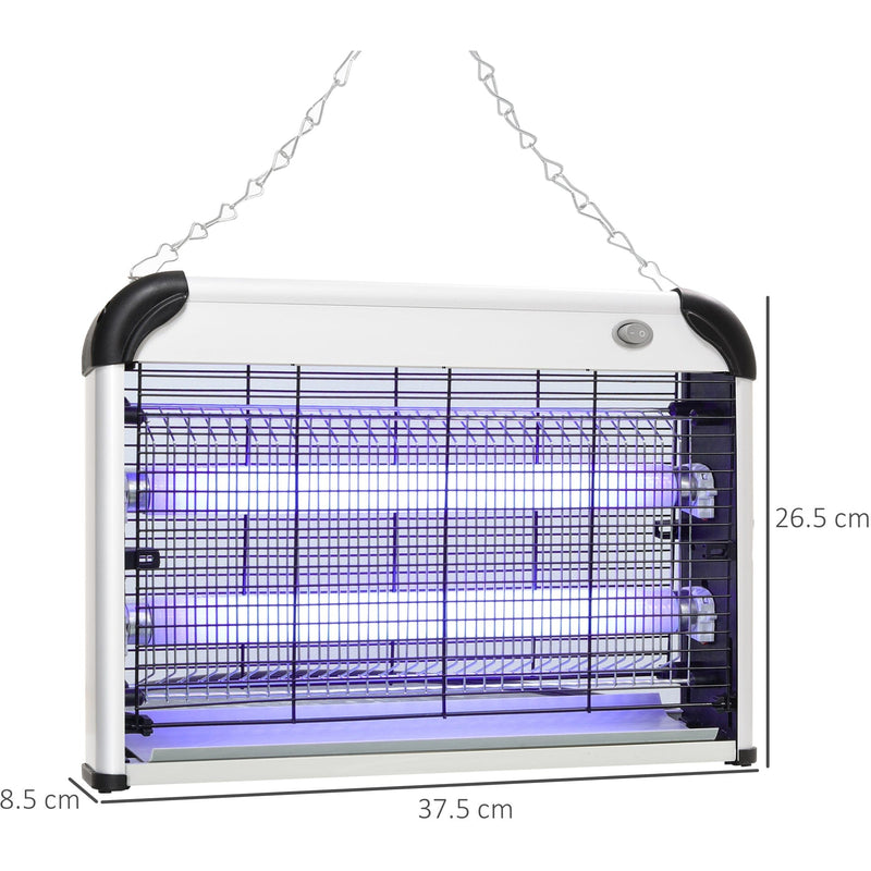 Outsunny Free Standing Wall Hanging 20W Electric Fly Mosquito Killer Electric Fly Zapper, Bug Zapper, Insect Killer, Silver Outsunny