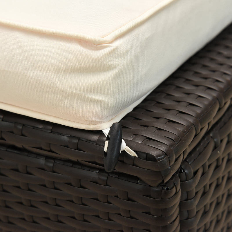 3PC Rattan Sun Lounger Sets, Side Table, Dark Coffee