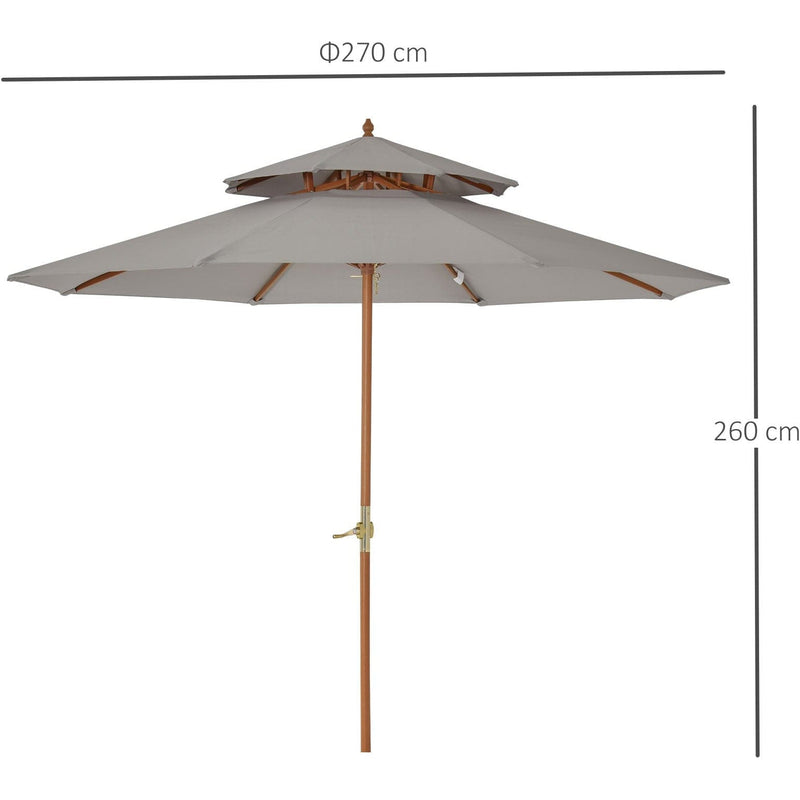 Large Outdoor Umbrella, 2.7m, 2 Tier