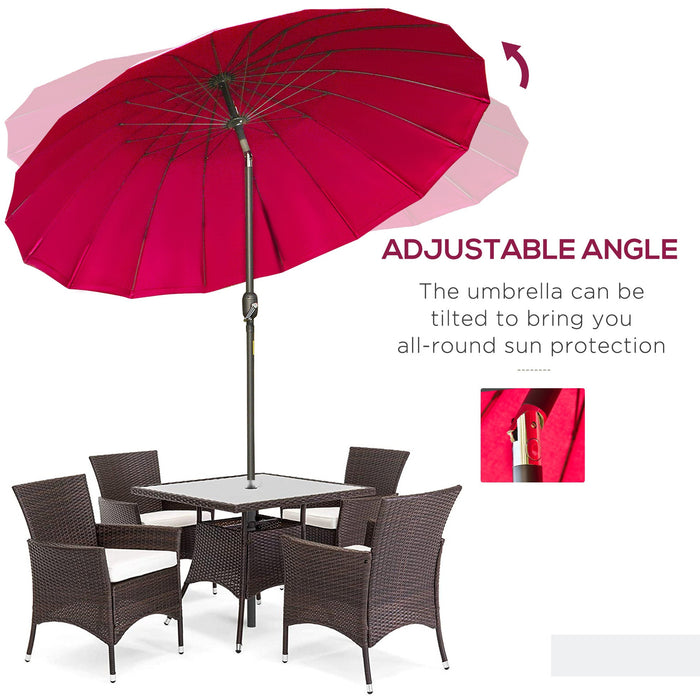 Round Patio Parasol, 2.5m, Tilt Crank, 18 Ribs