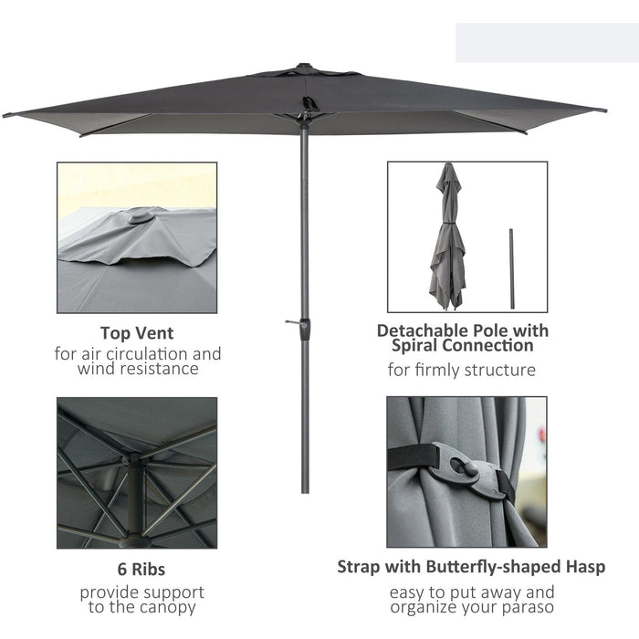 3x2m Rectangular Garden Parasol