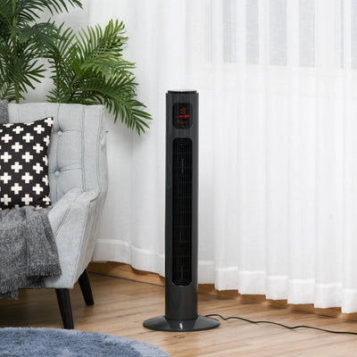 38" Tower Fan with Remote, 3 Speed, 12h Timer, Oscillation Homcom