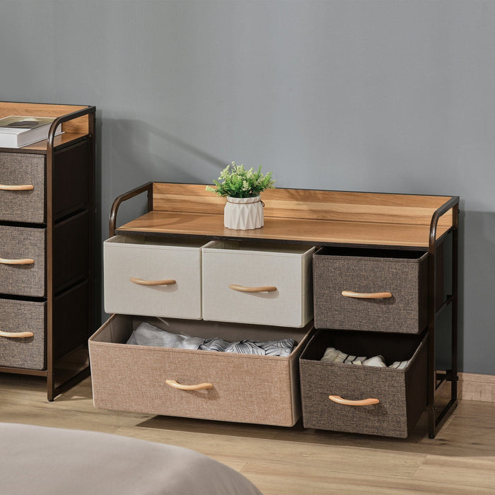 Linen 5-Drawer Dresser with Steel Frame