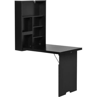 Wall Mounted Folding Table With Chalkboard and Shelf Homcom